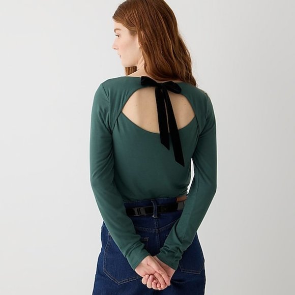 FormKnit Long-sleeve Open-back Top with Bow Size S NWT - Picture 2 of 5